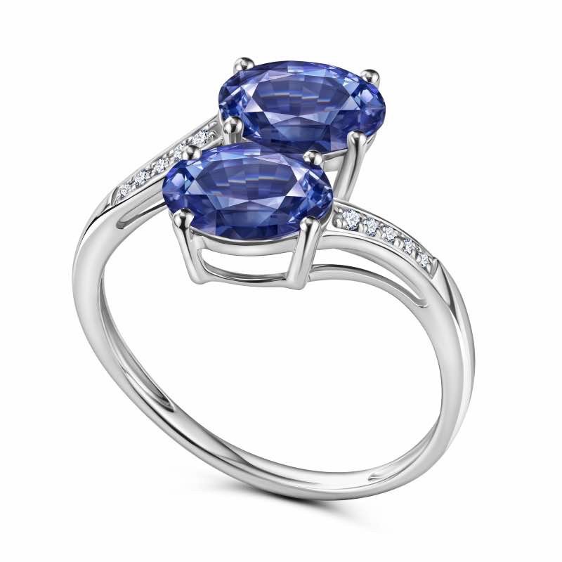 14K White Gold Tanzanite and Diamond Ring